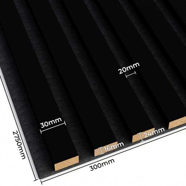 Acoustic Slats Panel - Black Matt - Acoustic slats panel - DecorMania.eu