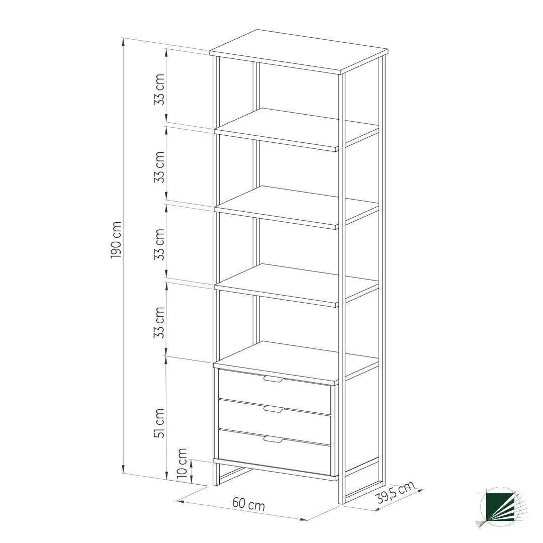 Bookstand LOFT Oak Black - DecorMania.eu