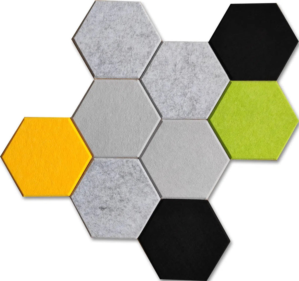 HEXA Felt 3D Panel - YELLOW 3pcs. - DecorMania.eu